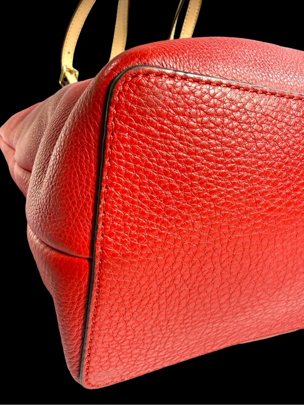 Michael Kors Red Leather Tote with Cream Shoulder Straps